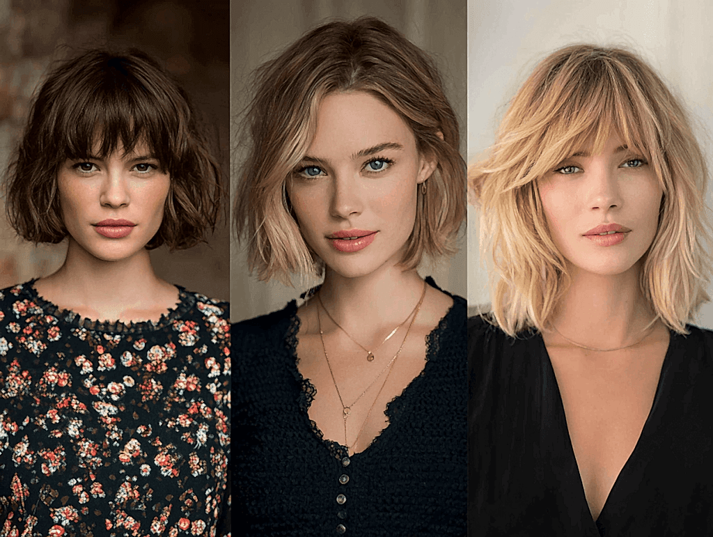 Haircut collage for short, medium, and long hairstyles for women