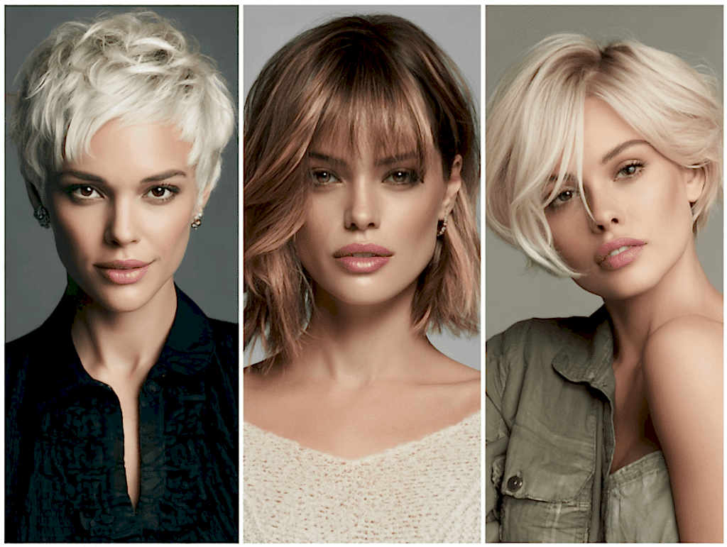 Trendy women’s haircuts 2025 collage showing short, medium, and long styles