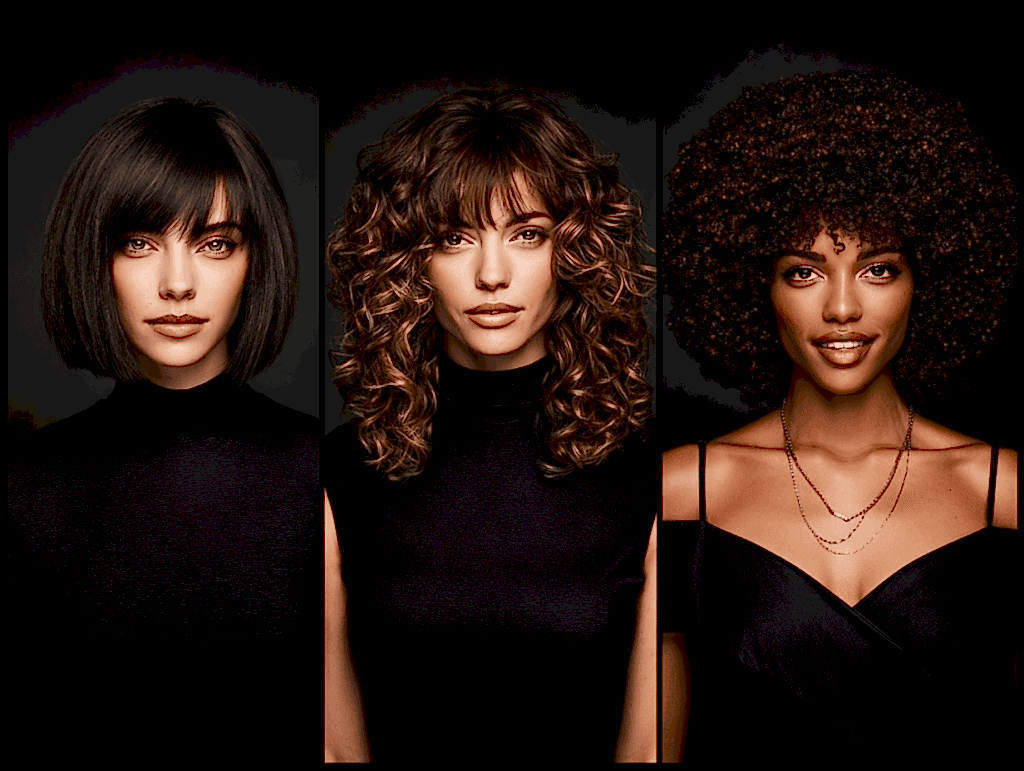 Women’s hairstyles for different hair types: straight, wavy, curly, and afro