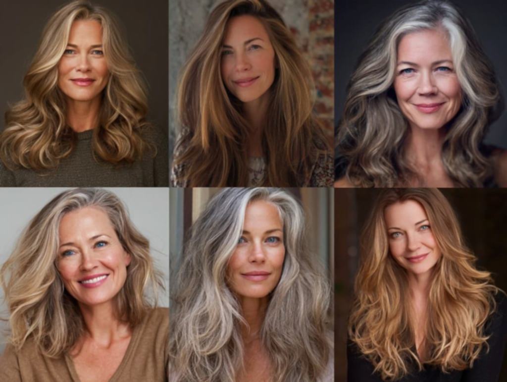 Long hairstyles for women over 50, layers, waves, elegant cuts