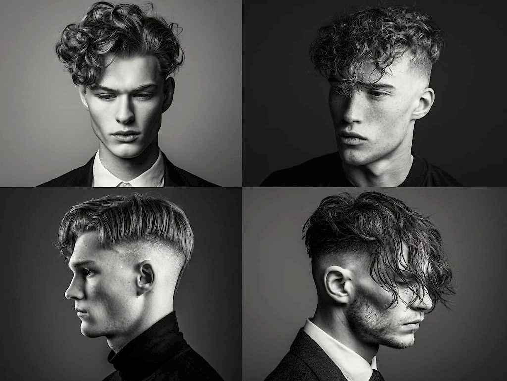 “Best long hair mens haircuts 2025 collage showing classic, textured, layered, undercut styles”